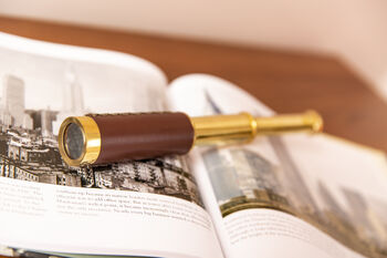 Six Inch Brass Handheld Mini Telescope With Wooden Box, 11 of 12
