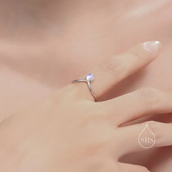 Minimalist Aqua Green Opal Chevron Ring, 2 of 12