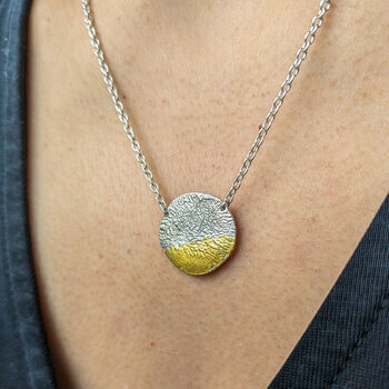 Handmade Silver Gold Round Pendant Necklace, 2 of 9