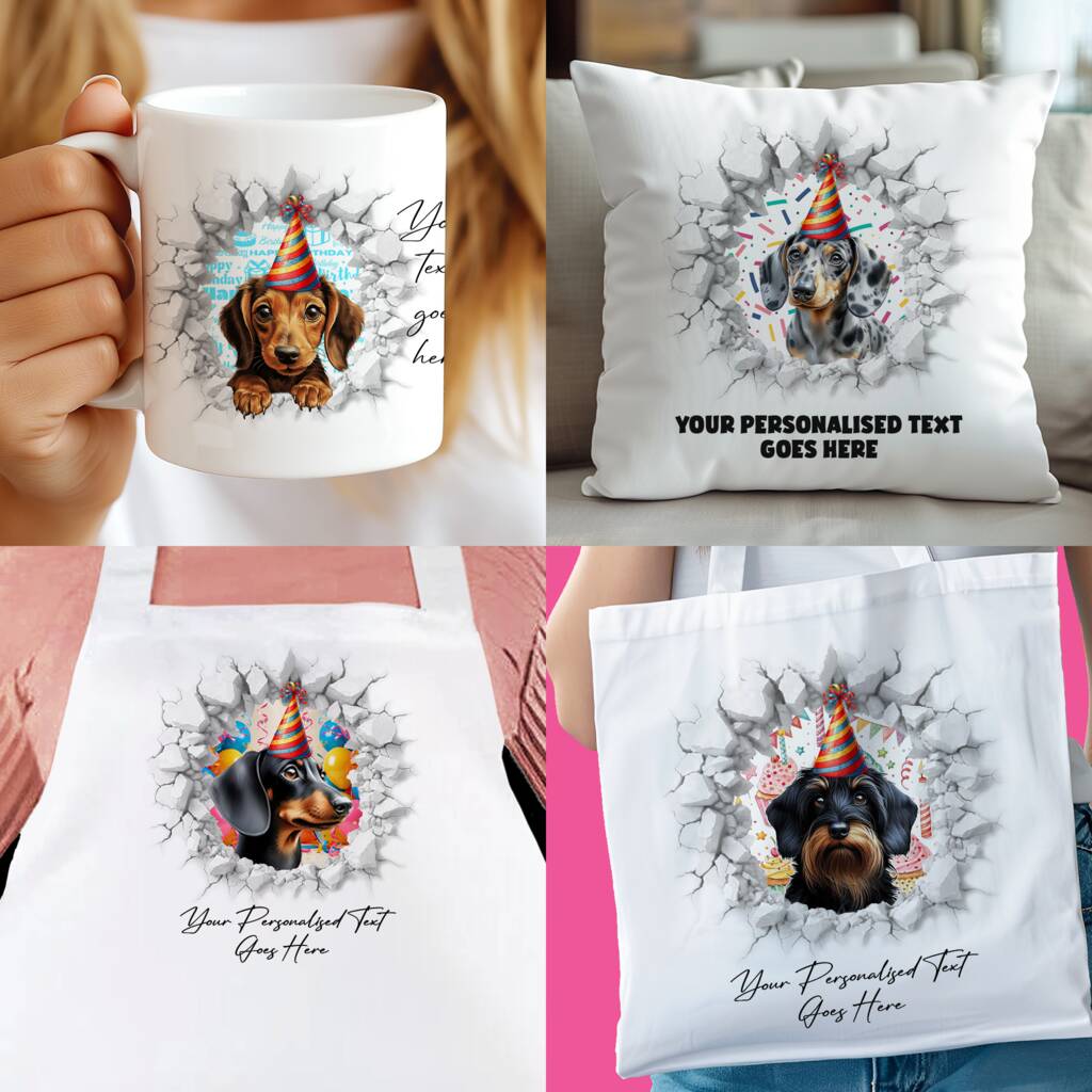 Personalised Dachshund Birthday Break Through Dog, 1 of 9