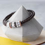 Men's Leather And Silver Story Bracelet, thumbnail 1 of 10