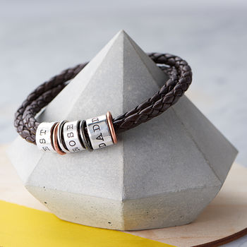 Men's Leather And Silver Story Bracelet, 2 of 12