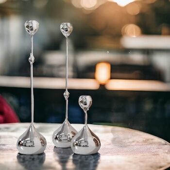European Water Drop Silver Tone Candle Holders, 9 of 9