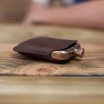 Copper Hip Flask With Personalised Leather Sleeve, 3 of 7