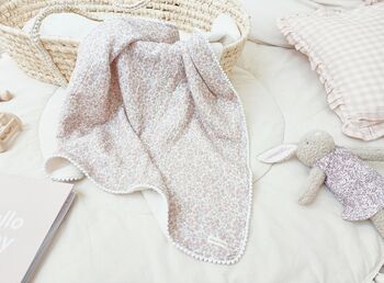Baby Girl Vintage Floral Comforter With Wooden Teether, Handmade Gift For Newborn Girl, 2 of 10