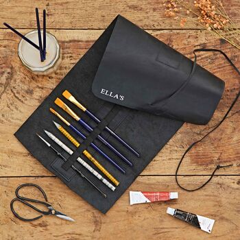 Personalised Buffalo Leather Roll Up Pencil Case, 3 of 11