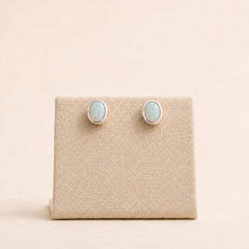 Sterling Silver Oval Opal Stud Earrings, 3 of 9