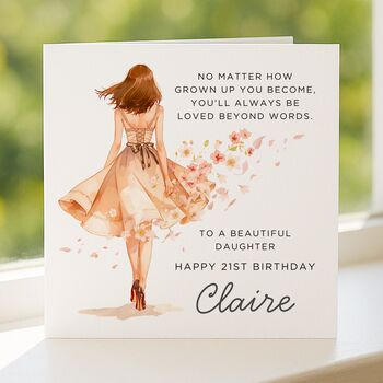 Personalised 21st Birthday Card For Daughter Floral Dress, 4 of 7