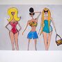 Girls On Beach Summer Fashion Birthday Card, thumbnail 3 of 5