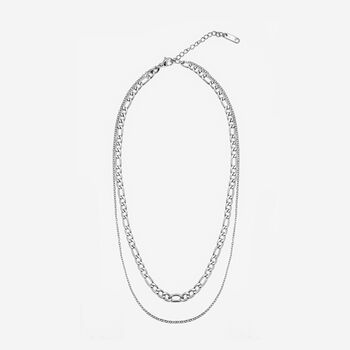 Waterproof Layered Chain Necklace In Silver, 2 of 3