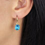 Aqua Baguette Huggie Hoop Earrings, thumbnail 2 of 4