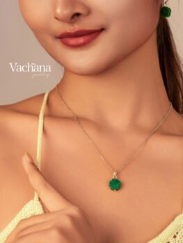 Botan Jade Flower Sterling Silver 925 Necklace, 2 of 10