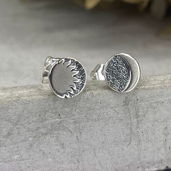 925 Sterling Silver Night And Day Studs, 8 of 10