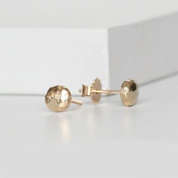 9ct Gold Hammered Screw Back Stud Earrings, 4 of 4
