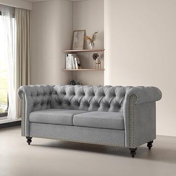 Large Two Seater Chesterfield Style Button Back Sofa, 4 of 12