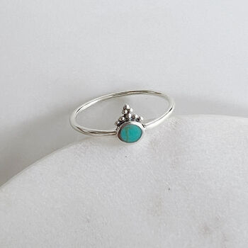 Crowned Turquoise Sterling Silver Ring, 5 of 5