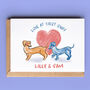 Personalised Sniffing Sausage Dogs Valentine Card, thumbnail 1 of 2