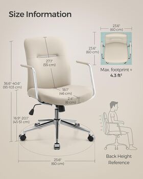 Swivel Office Chair Ergonomic Curved Backrest Cushion, 10 of 12