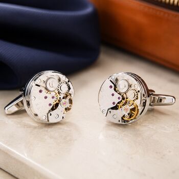 Silver Watch Movement Cufflinks, 2 of 7