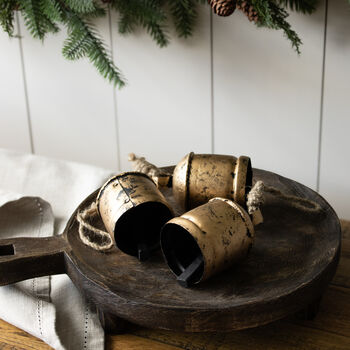 Set Of Three Antique Brass Cow Bells, 3 of 4