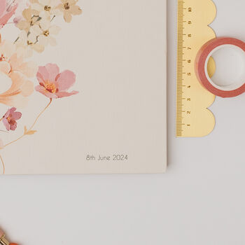 Personalised Notebook: 'Letters To The Bride' With Watercolour Dusky Pink Flowers, 3 of 6