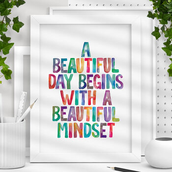 'A Beautiful Day Begins' Watercolour Typography Print, 2 of 5
