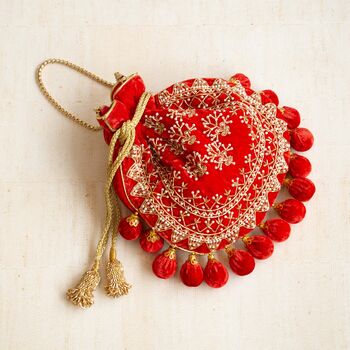 Rajasthan Potli Bag Red Velvet, 2 of 2