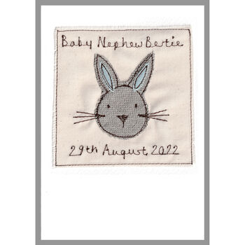 Personalised Rabbit New Baby Boy Or 1st Birthday Card, 12 of 12
