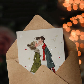 Kissing Couple In Love Romantic Dog Parents Christmas Card, 3 of 6