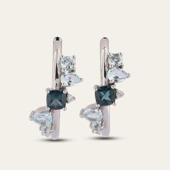 Silver Topaz Gemstone Zaria Earrings, 2 of 4