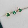 Sterling Silver Emerald Green Cz Stud Earrings, thumbnail 5 of 12