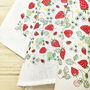 Strawberries Print Cotton Tea Towel, thumbnail 5 of 5