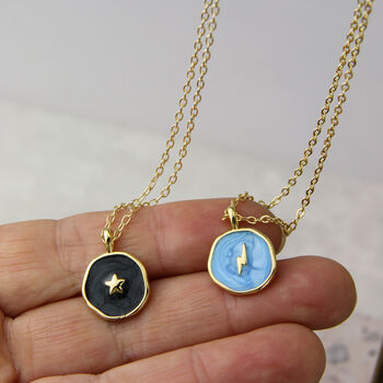 Enamel Coin Pendant Necklace, 3 of 9