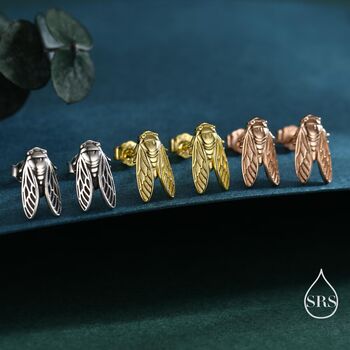 Sterling Silver Cicada Stud Earrings, 4 of 12