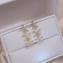 Milan D’or Gold Crystal Flower Petals Drop Earrings, thumbnail 2 of 2