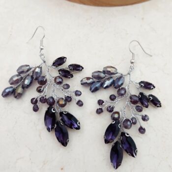 Dark Purple Crystal Statement Earrings, 5 of 5
