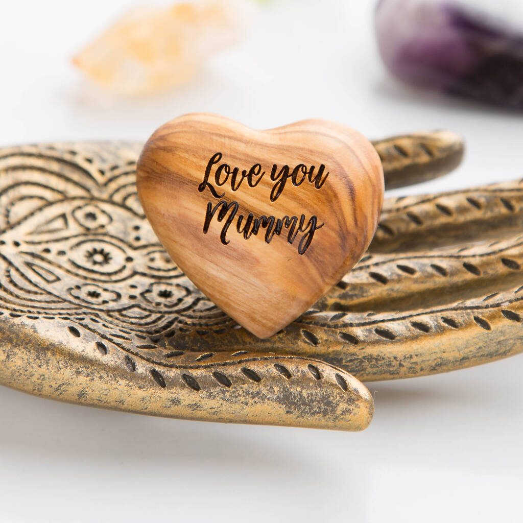 Love You Mummy Olive Wood Heart Hug Token By The Laser Engraving ...