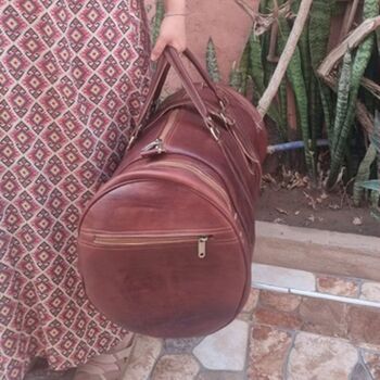 Large Genuine Moroccan Leather Holdall Duffel, 5 of 8