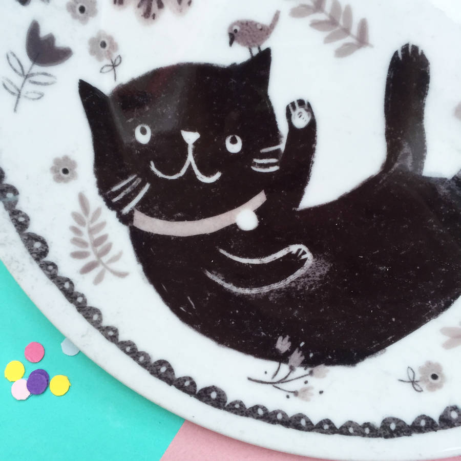 Decorative Cat Plate By Ethel And Co