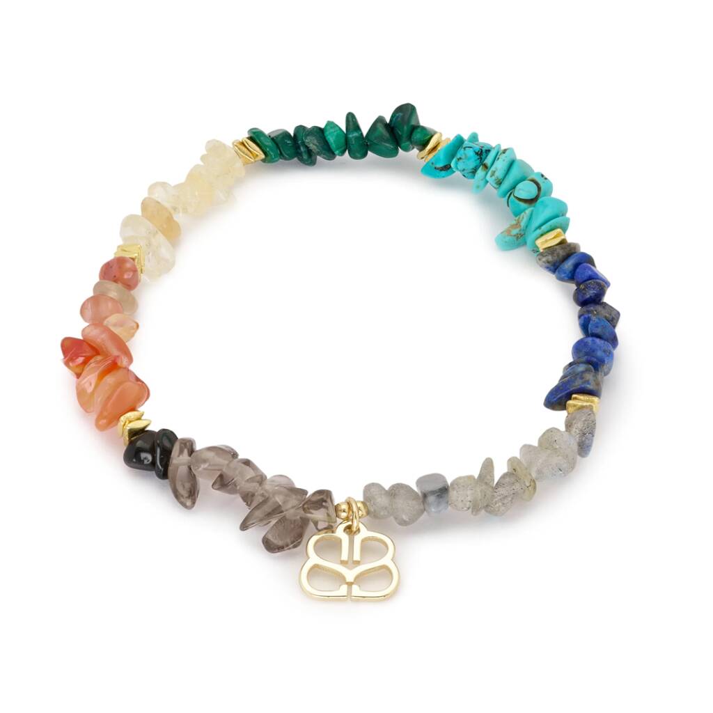 Sana Rough Cut Chakra Gemstone Stretch Bracelet By Boho Betty