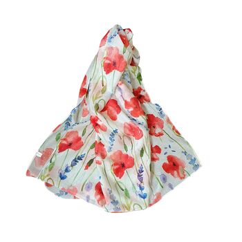 Poppy And Bluebell Flower Lightweight Scarf, 3 of 4