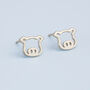 Sterling Silver Pig Face Stud Earrings, thumbnail 4 of 5