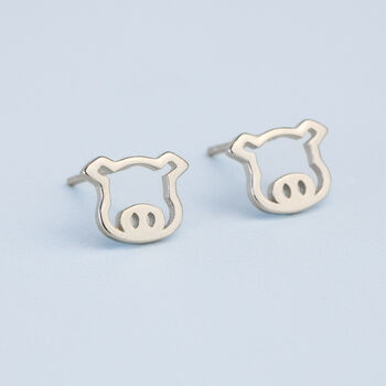 Sterling Silver Pig Face Stud Earrings, 4 of 5