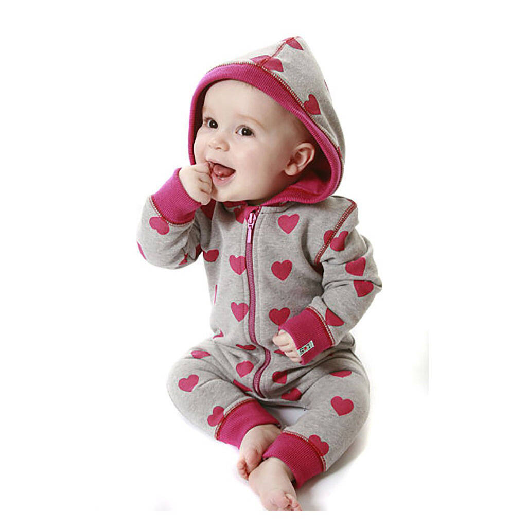 Baby Girls Pink Heart Outerwear Pram Suit, 1 of 2