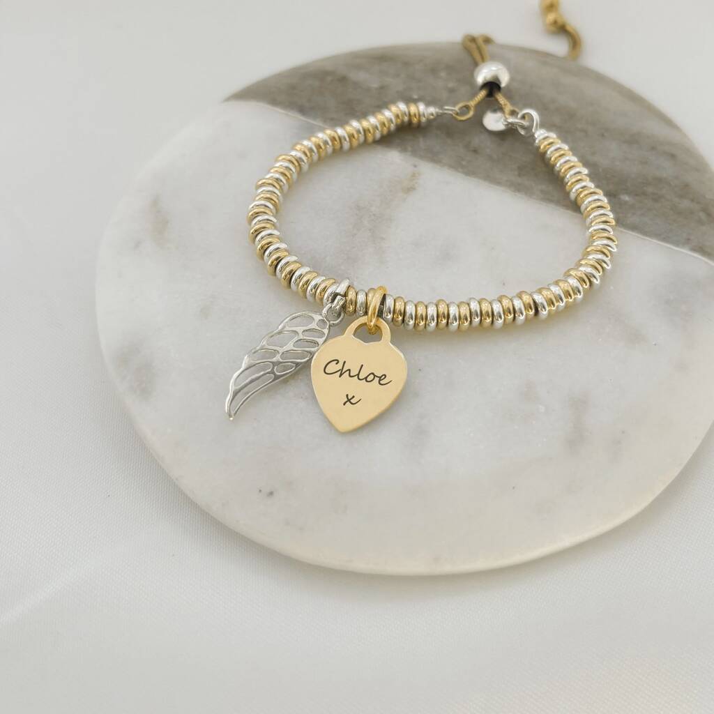 Engraved Memorial Yellow Gold Sweetie Slider, Wing, 1 of 5