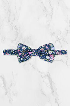 Handmade 100% Cotton Floral Print Tie In Blue And Pink, 4 of 7