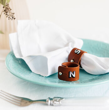Monogrammed Leather Napkin Rings, 8 of 8