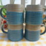 Set Of Four Reactive Glaze Brûlée Mugs In Light Blue And Grey Mist, thumbnail 4 of 10