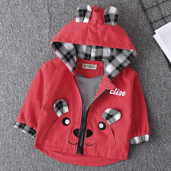 Personalised Bear Plaid Baby Coat, 4 of 8