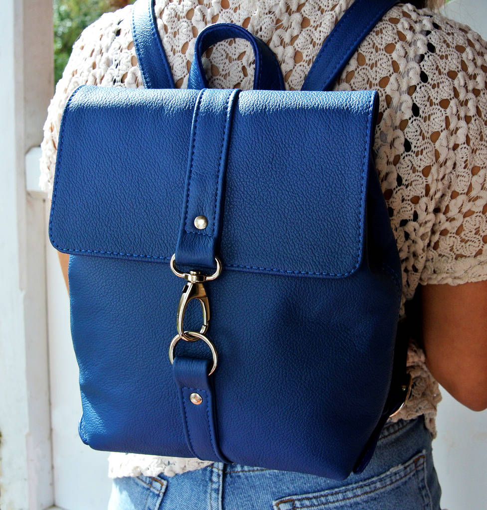 handcrafted small royal blue backpack by freeload leather accessories ...